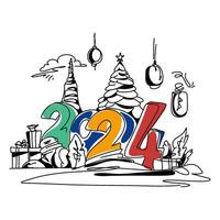 Happy New Year 2024 May this year be filled with joy, happiness, and success. Wishing everyone all the best in the upcoming year vector