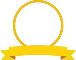 Golden Blank Empty Circle Emblem with Word Ribbon vector