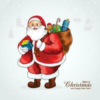 Beautiful christmas santa claus holiday card background vector