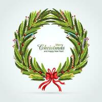 Beautiful decorative christmas wreath card design vector