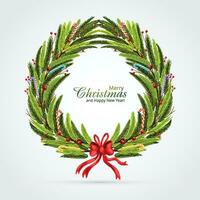 Beautiful decorative christmas wreath card design vector