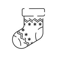 Outline of a Christmas sock line icon Vector illustration. Happy New Year.