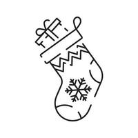 Outline of a Christmas sock line icon Vector illustration. Happy New Year.