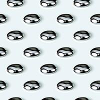 Drops of mercury. Seamless pattern with drops of mercury on a white background. Vector illustration
