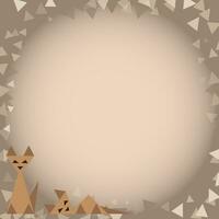 Abstract cats drawn in vector. Cats made of triangles on a colored background. Vector illustration