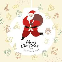 Merry December Christmas background with Santa Claus vector illustration.