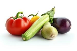 AI generated Collection of various vegetables on white background photo