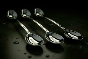 AI generated A row of stainless steel measuring spoons each photo