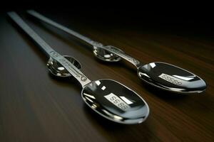 AI generated A row of stainless steel measuring spoons each photo