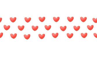 sin costura frontera hecho de corazones. rectangular modelo de rosado corazones. aislado diseño elemento para San Valentín día. vector plano ilustración para saludo tarjeta, bandera, social medios de comunicación diseño.