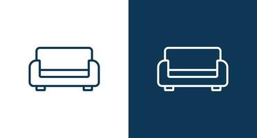 Sofa outline icon for web and mobile vector