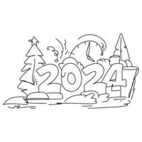 contento nuevo año 2024 es sólo alrededor el esquina y nosotros querido a decir Felicidades y todas el mejor para el viniendo año. vector modelo. festivo horizontal social medios de comunicación bandera diseño