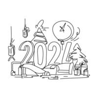 contento nuevo año 2024 es sólo alrededor el esquina y nosotros querido a decir Felicidades y todas el mejor para el viniendo año. vector modelo. festivo horizontal social medios de comunicación bandera diseño