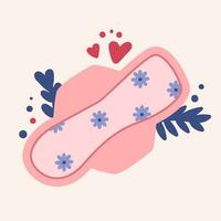 Menstrual Sanitary Pad. Flat vector illustration.