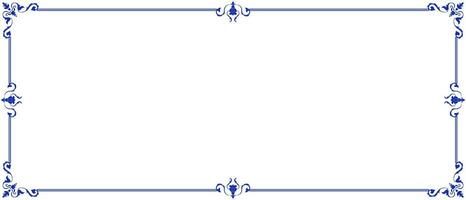 Blue Thai pattern frame for printing envelopes or printing paper. vector