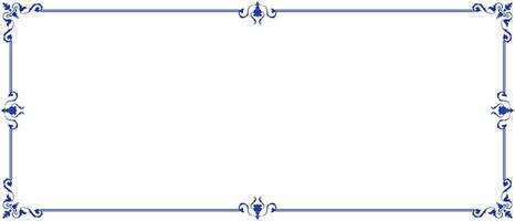 Blue Thai pattern frame for printing envelopes or printing paper. vector