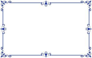 Blue Thai pattern frame for printing envelopes or printing paper. vector