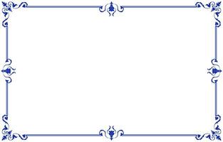 Blue Thai pattern frame for printing envelopes or printing paper. vector