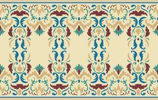 Ethnic seamless rolled flowers serve as fabric borders and are used as carpet border elements. vector