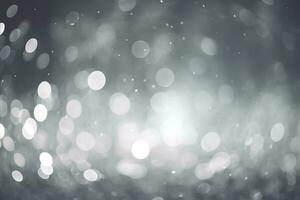 AI generated Bokeh background with silver lights. Festive backdrop. Ai generated photo