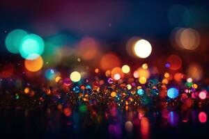 AI generated Bokeh background with colorful lights. Festive backdrop. Ai generated photo