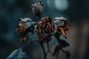 ai generado seco flores en el bosque de cerca. otoño antecedentes foto