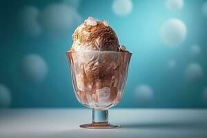 AI generated Chocolate ice cream on the summer background photo