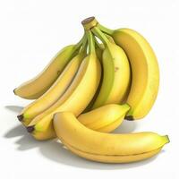 ai generado bananas en blanco antecedentes. Fresco frutas sano comida concepto foto