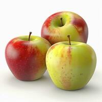 ai generado manzanas en blanco antecedentes. Fresco frutas sano comida concepto foto