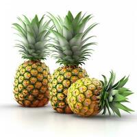 AI generated Pineapples on white background. Fresh fruits. Healthy food concept photo