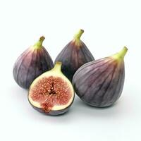 AI generated Figs on white background. Fresh fruits. Healthy food concept photo