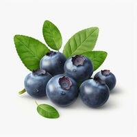 AI generated Blueberry on white background. Fresh fruits. Healthy food concept photo