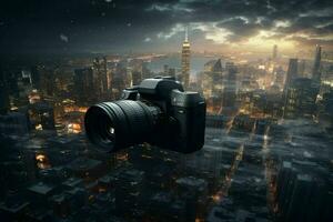 AI generated A photographer capturing mesmerizing cityscapes photo