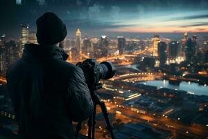AI generated A photographer capturing mesmerizing cityscapes photo