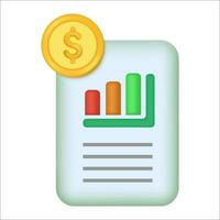 Document or note with coin icon. Financial records icon for logo, templates, web design and infographics vector