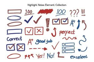 Cute Highlight Note Element Collection vector