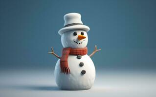 AI generated Happy cute snowman smiling with big eyes photo