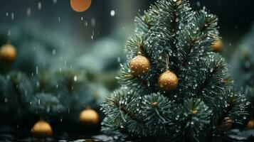AI generated Christmas tree branches green trees natural color background photo