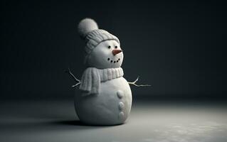 AI generated Happy cute snowman smiling with big eyes photo