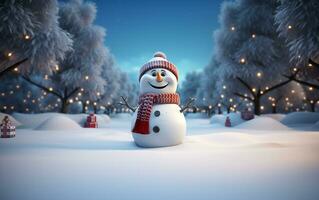 AI generated Happy cute snowman smiling with big eyes photo