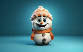 AI generated Happy cute snowman smiling with big eyes photo