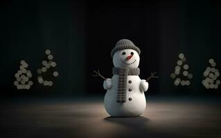 AI generated Happy cute snowman smiling with big eyes photo