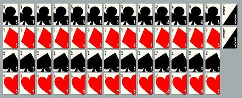 Minimalist Design deck of poker playing cards, full deck. vector