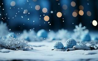 AI generated Beautiful snow background for winter christmas greetings banner photo