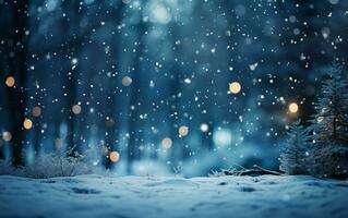 AI generated Beautiful snow background for winter christmas greetings banner photo