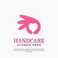 negative space heart hand logo design template vector