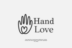 line art heart hand logo design template vector