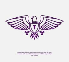 mono line hawk logo design template vector