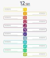 Infographic template with 12 square options for presentation and data visualization. Business process chart. Diagram with twelve steps to success vector