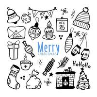 Christmas and New Year elements. Hand drawn doodle style. Isolated images on white background. vector